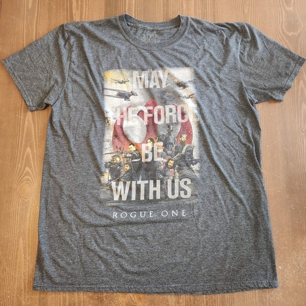 Star Wars Shirt Mens Extra Large Gray Rogue One May The Force Be With Us Disney